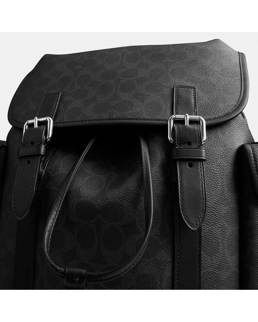 COACH Black Hitch Backpack for men