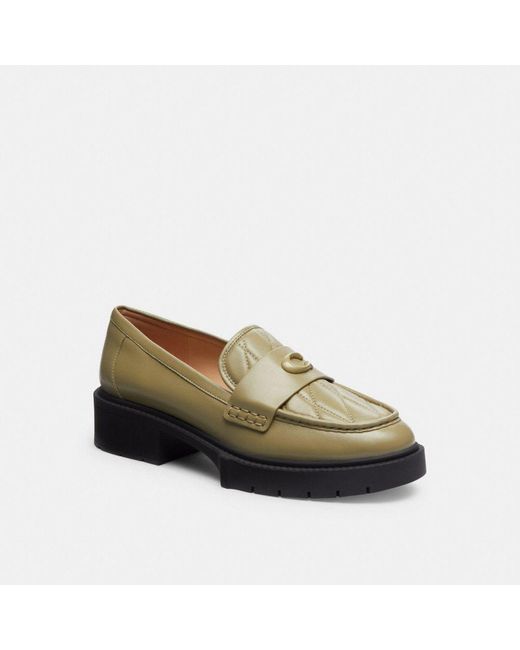 COACH Yellow Leah Leather Loafers