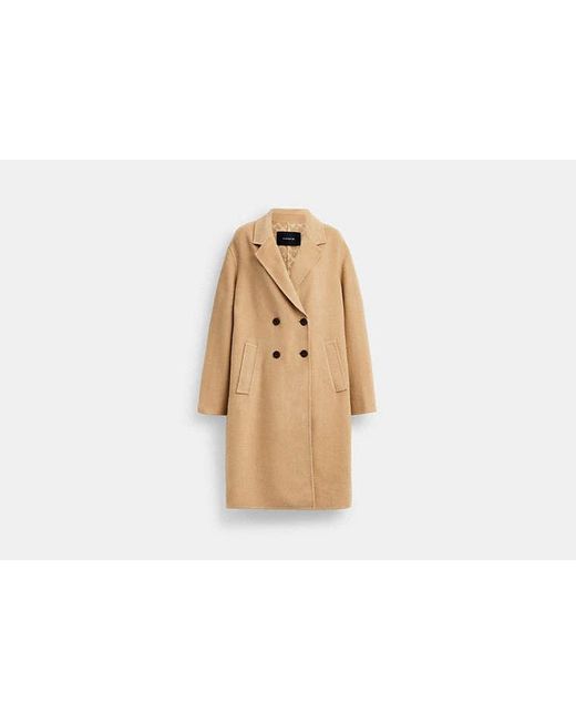 COACH Natural Double-Faced Wool Blend Coat