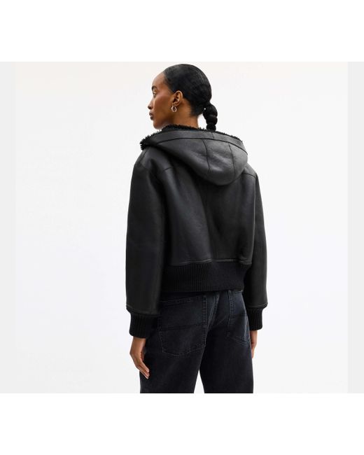 COACH Black Reversible Shearling Hoodie