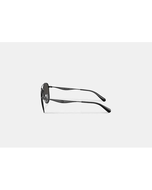 COACH Black C Hardware Metal Pilot Sunglasses for men