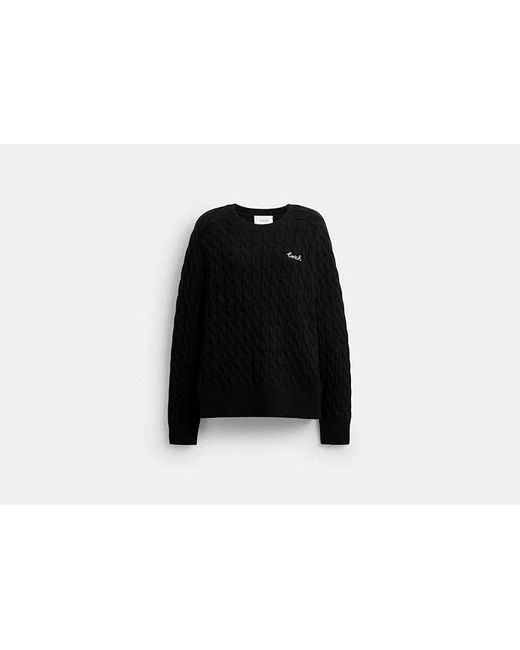 COACH Black Crewneck Cable Knit Sweater