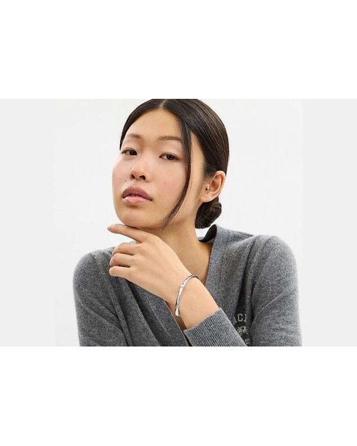 COACH Black Thin Signature Hinged Bangle