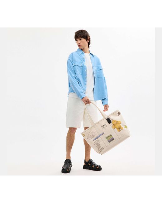 COACH Black Utility Tote Bag With Sketch Print for men
