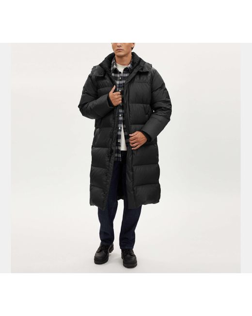COACH Black Long Puffer Jacket for men