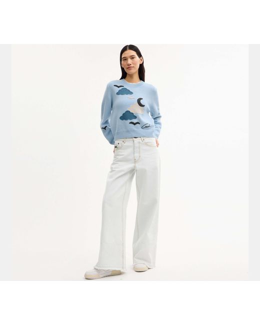 COACH Blue Applique Sweater