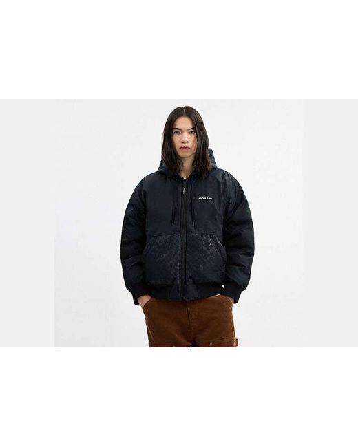 COACH Blue Down Zip Hoodie for men