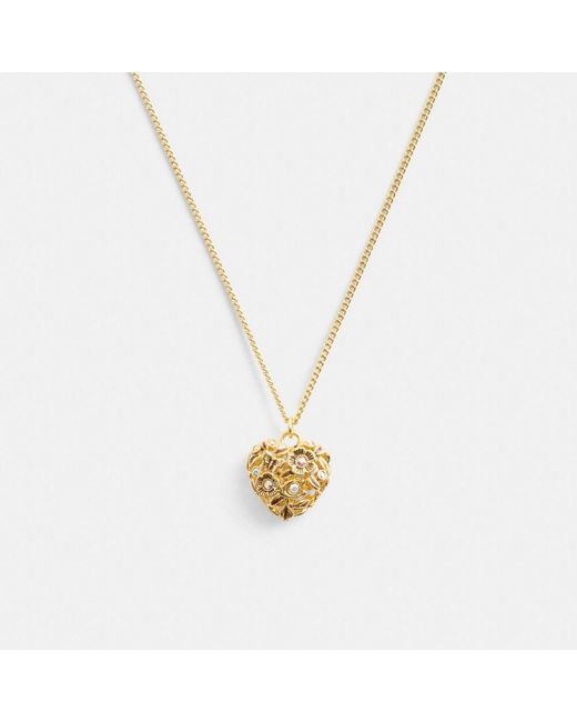 COACH Metallic Vintage Heart Pendant Necklace