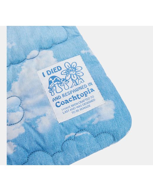 COACH Blue Coachtopia Loop Quilted Flat Tote Bag With Cloud Print
