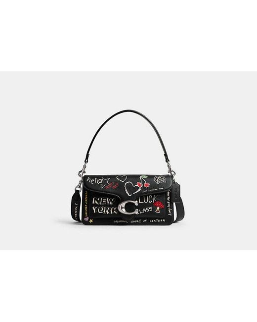 COACH Black Tabby Shoulder Bag 26 With Sketch Print