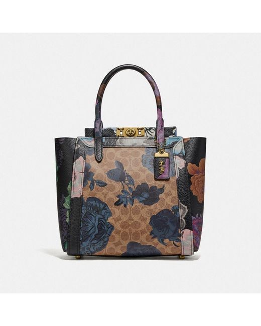 COACH Blue Troupe Tote In Signature Canvas With Kaffe Fassett Print