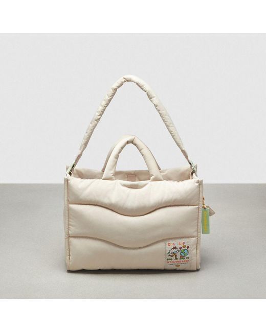 COACH White Topia Loop Quilted Wavy Tote