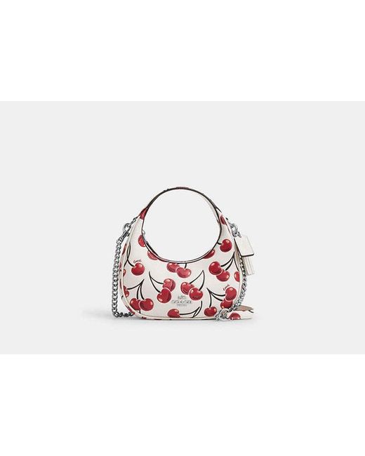 COACH Black Carmen Mini Crossbody Bag With Cherry Print