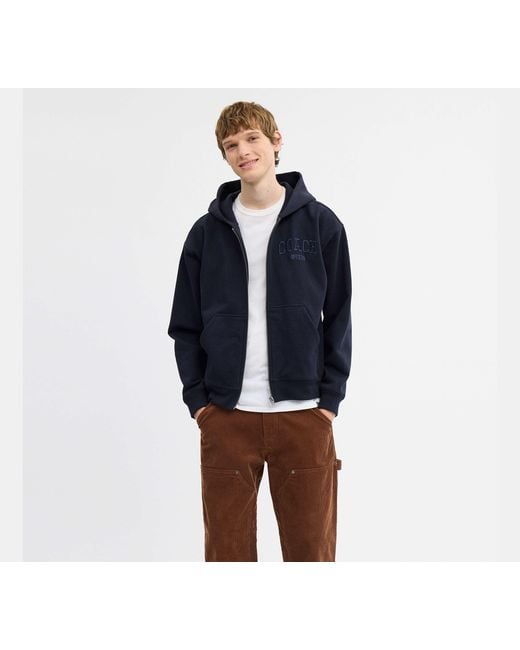 COACH Blue Boxy Full Zip Hoodie for men