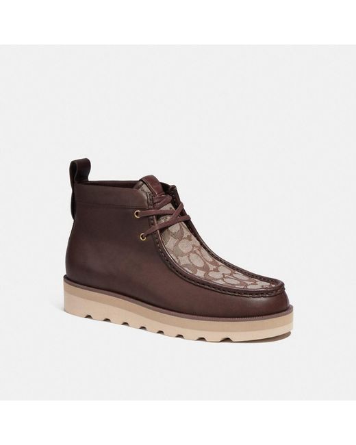 COACH Leather Chukka Boot In Signature Jacquard in Brown for Men Lyst