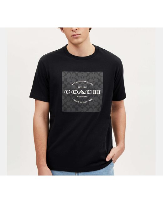 COACH Black Signature Square T Shirt for men