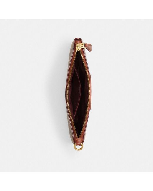 COACH Brown Essential Small Wristlet In Signature Canvas