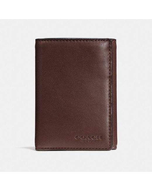COACH Brown Trifold Wallet In Sport Calf Leather for men