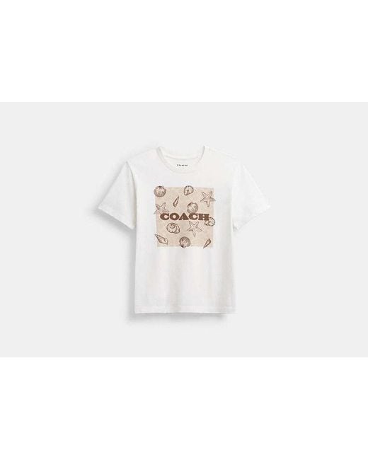 Camiseta Clásica De Corte Cuadrado De Firma COACH de color Black