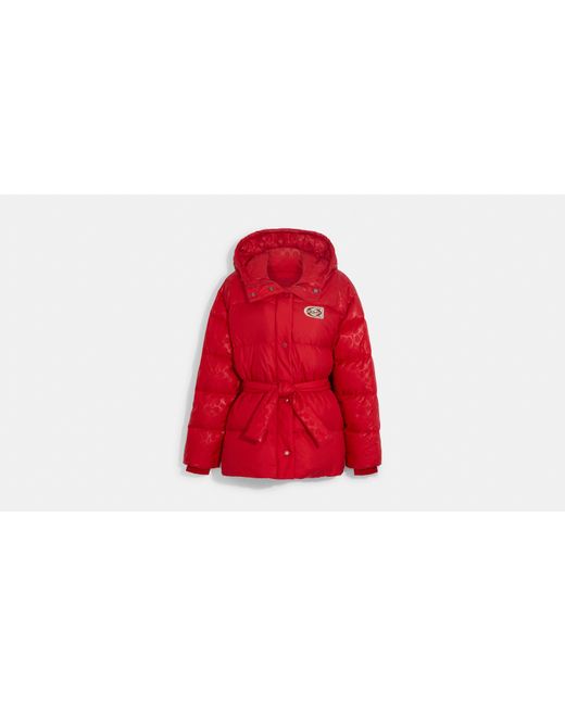 Coach red puffer jacket Clearance