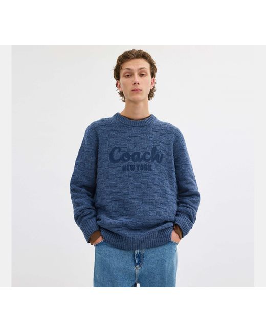 COACH Blue Signature Knit Crewneck for men