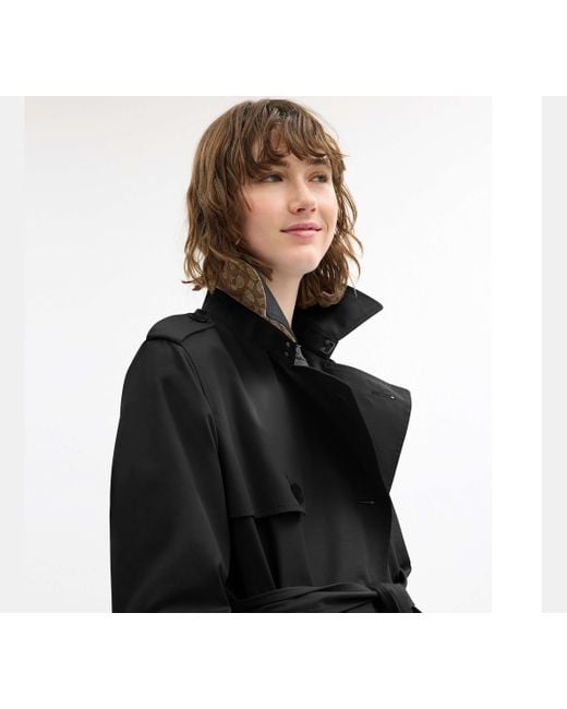 COACH Black Mid Trench Coat
