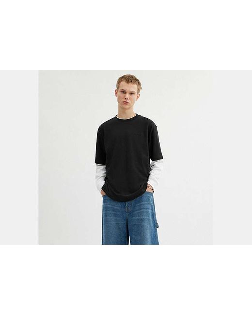 COACH Black Organic Cotton Crewneck Short Sleeve T-Shirt for men