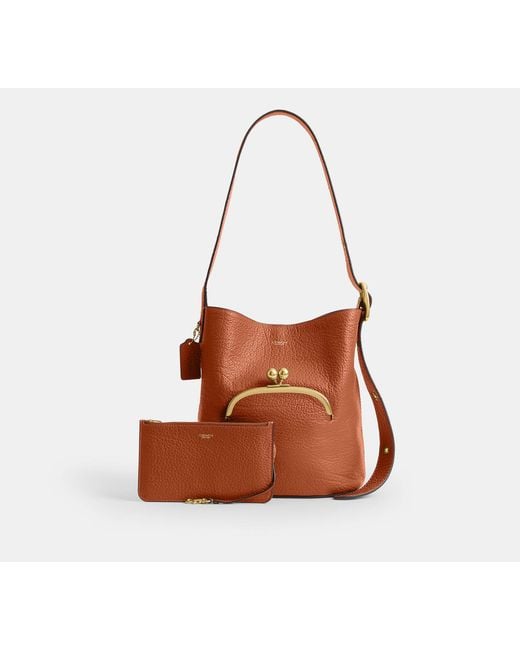 COACH Black Bleecker Bucket Bag With Kisslock