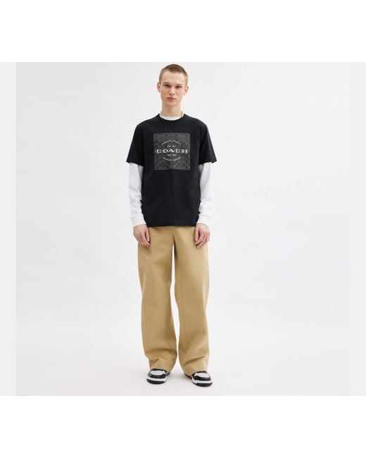 COACH Black Signature Square T Shirt for men