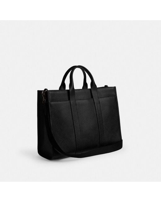 COACH Black Wesley Tote In Maxi Signature Leather for men