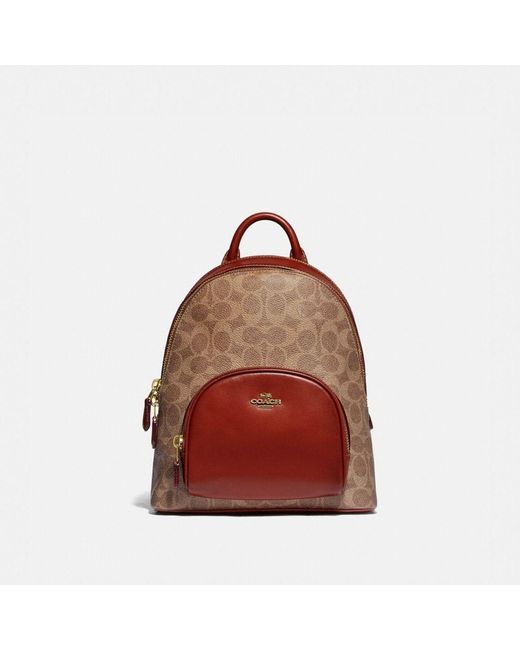 COACH Brown Carrie Backpack 23 In Signature Canvas