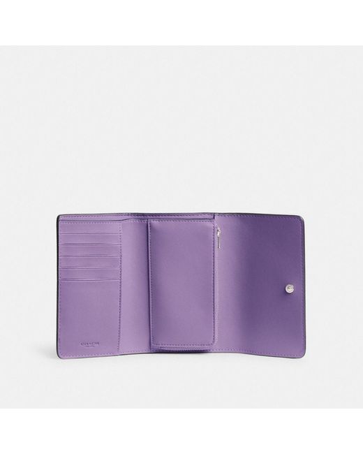 COACH Purple Essential Medium Flap Wallet In Colorblock