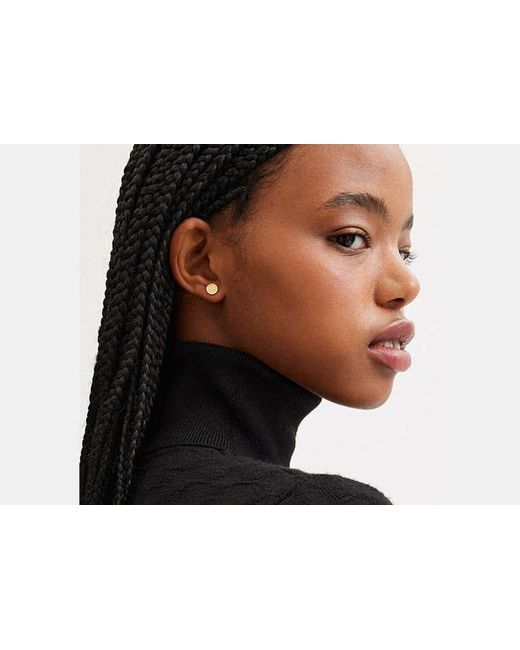 COACH White 14 K Coin Single Stud Earring