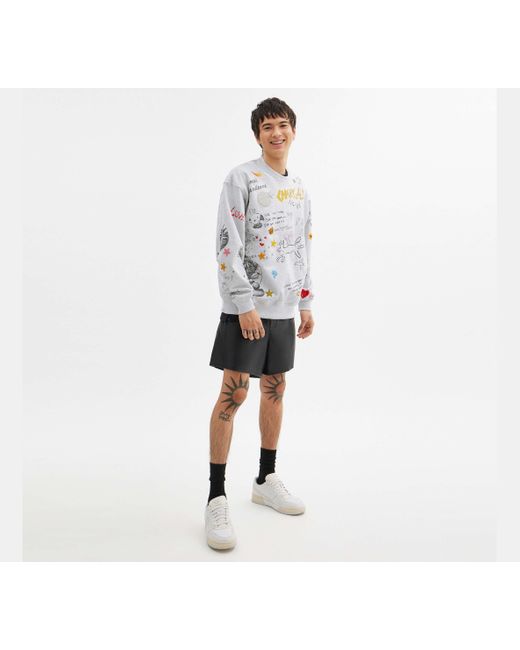 Felpa Girocollo A Stampa Sketch di COACH in Black