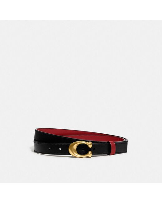 COACH Black C-plaque Reversible Leather Belt