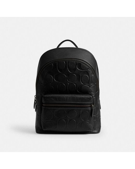 COACH Black Charter Backpack In Maxi Signature Leather for men