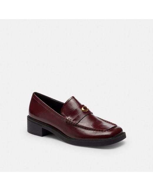COACH Glazed Leather Penny Loafer Merlot in Red | Lyst display picture 3