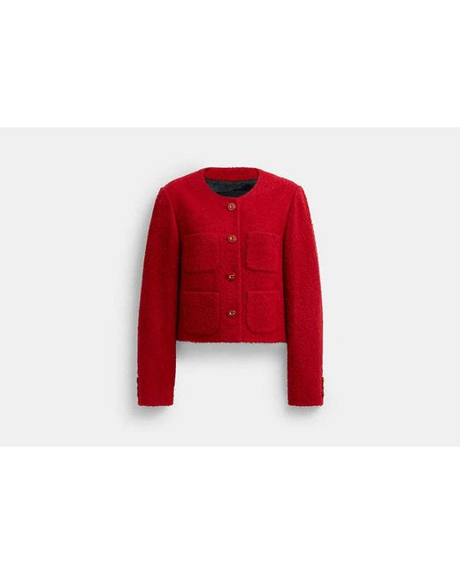 COACH Red Boucle Jacket