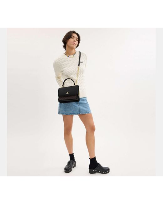 COACH Black Klare Tasche Mit Griff Aus Signature-Canvas