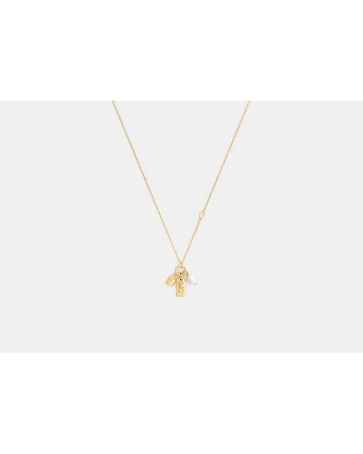 COACH Black Pearl Charm Pendant Necklace