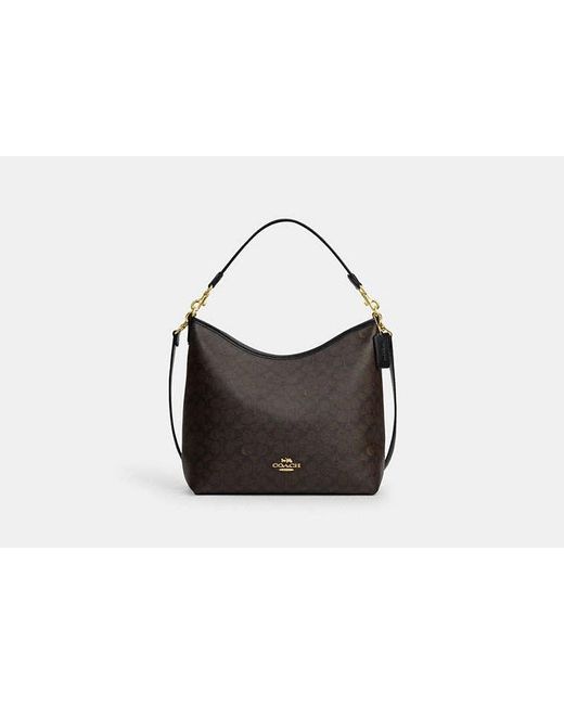COACH Black Laurel Large Shoulder Bag In Signature Canvas