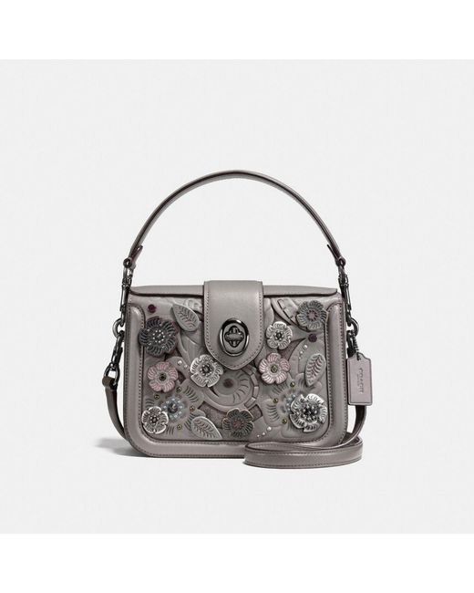 COACH Gray Page Crossbody With Tea Rose Tooling