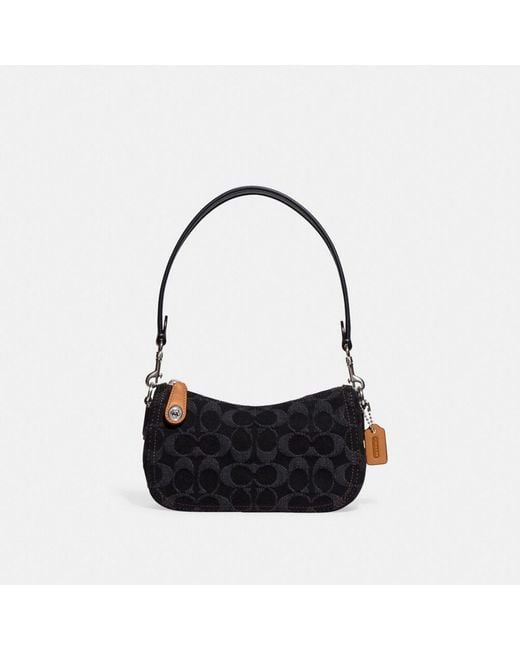 COACH Black Swinger 20 In Signature Denim