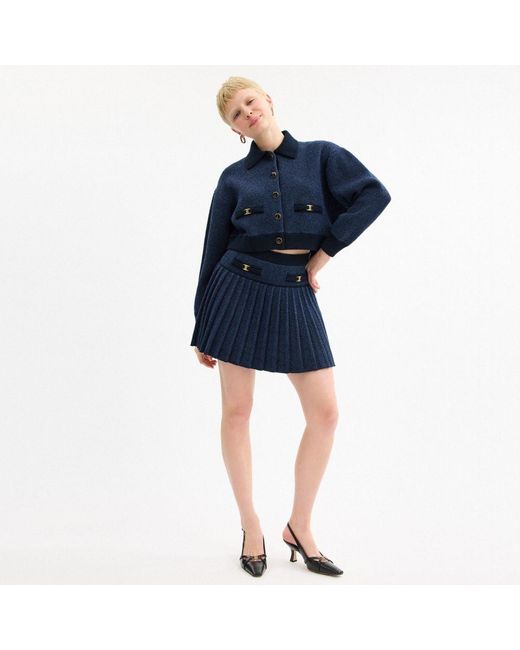 coach XS ネイビーヘリテージ C クロップド カラード カーディガン coach XS ネイビーヘリテージ C クロップド カラード