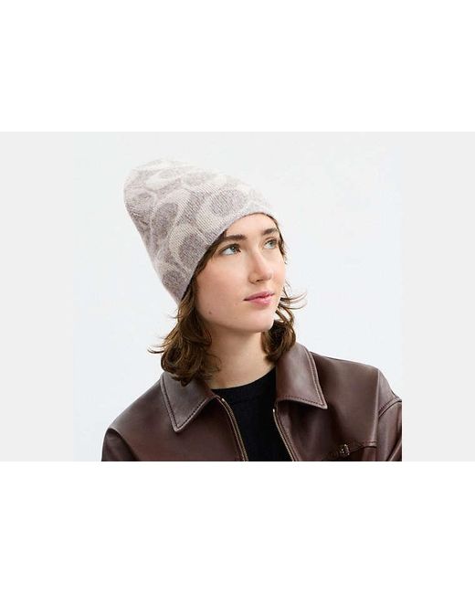 COACH Black Maxi Signature Knit Beanie