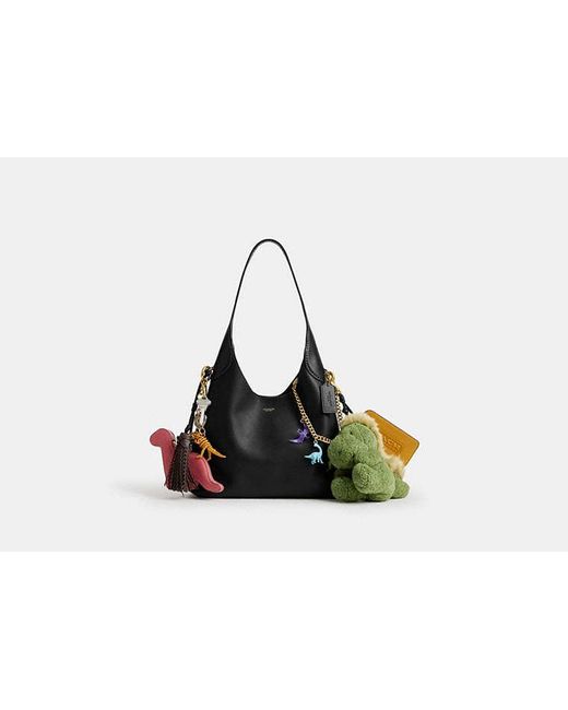 COACH Black Rexy 10Th Birthday Brooklyn Shoulder Bag 28 With Charms