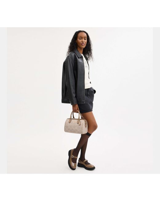COACH Black Rowan Satchel Bag In Blocked Signature Canvas