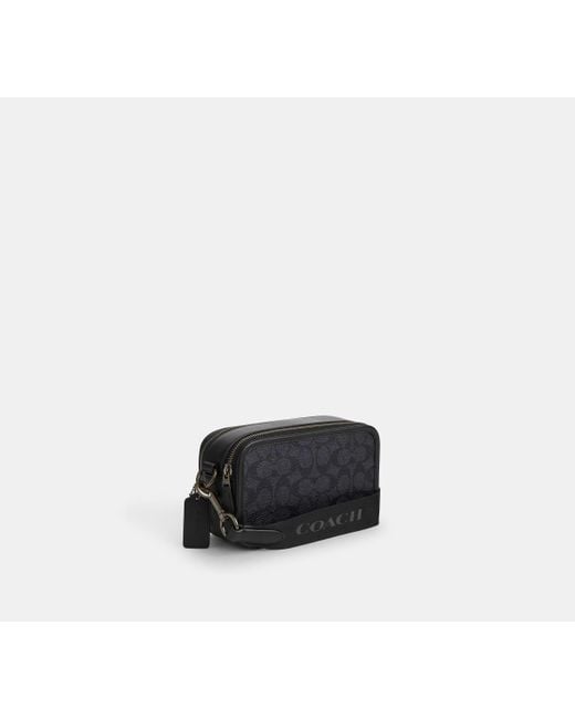 COACH Black Wyatt Crossbody Bag In Signature Canvas for men