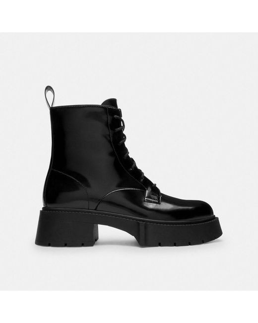 COACH Black Avery Platform Bootie Boots, Leather