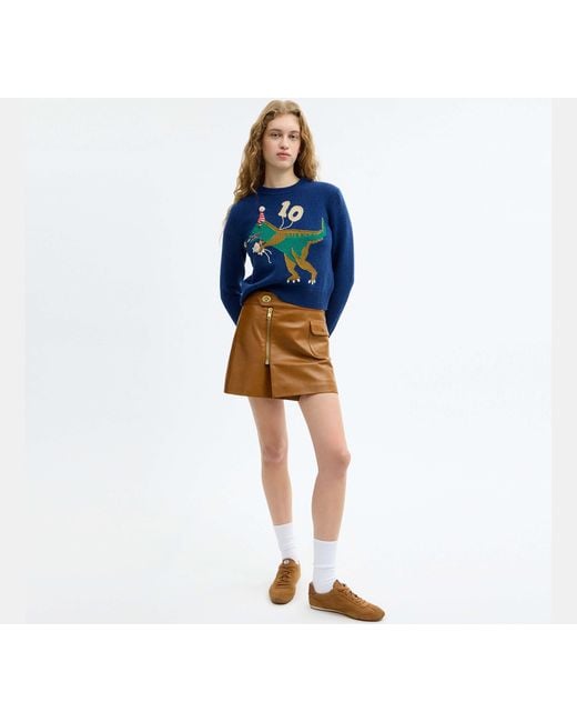 COACH Blue Rexy 10Th Birthday Crewneck Sweater